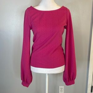 [Free People] Pink Rose Balloon Sleeve Open Back Blouse - Size XS NWT